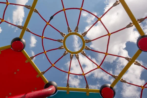 Children Labyrinth Similar Cobweb Background Blue Sky Bright Sunny Day — Stock Photo, Image