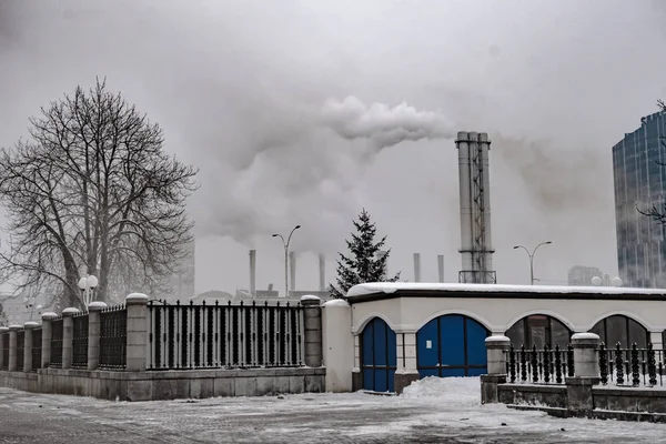 Förorening Naturen Rör Med Rök Himlen — Stockfoto