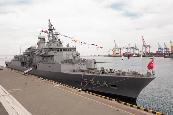 Turkish warship in the port of Odessa.NATO military forces in Ukraine. Odessa. Ukraine. 2019.03.06. — Stock Photo, Image
