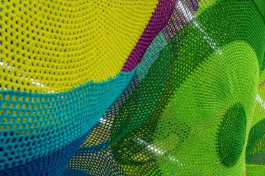 Çok renkli dokuma kumaşların soyut dokusu. Yaratıcı vintage arka plan.