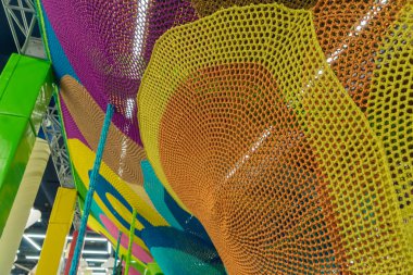 Çok renkli dokuma kumaşların soyut dokusu. Yaratıcı vintage arka plan.