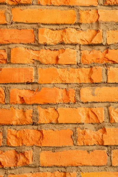 회색 솔기와 붉은 벽돌 오렌지의 벽돌 벽입니다. 창조적 인 빈티지 배경. — 스톡 사진