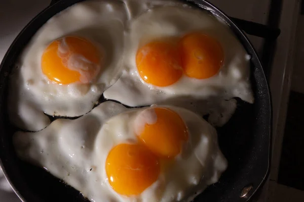 Fried eggs. Two eggs with two yolks.