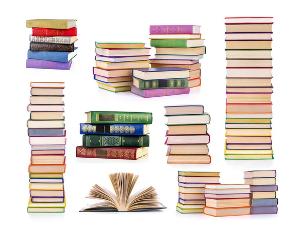 Collection Old Books Isolated White Background — Stock Photo, Image