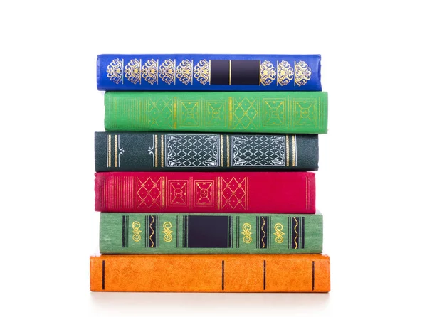 Stack Old Books Isolated White — Stock Photo, Image