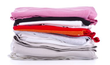 Renkli elbise, izole beyaz arka plan yığını