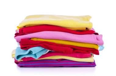 Renkli elbise, izole beyaz arka plan yığını 