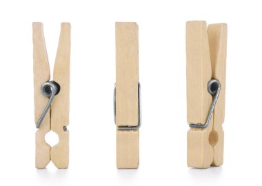 Tahta Kumaş Askıları, Beyaz Arkaplanda İzole Edilmiş