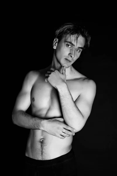 Porträt Der Mode Junge Kaukasier Sexy Bemuskelt Attraktiv Hübsch Sportlich — Stockfoto