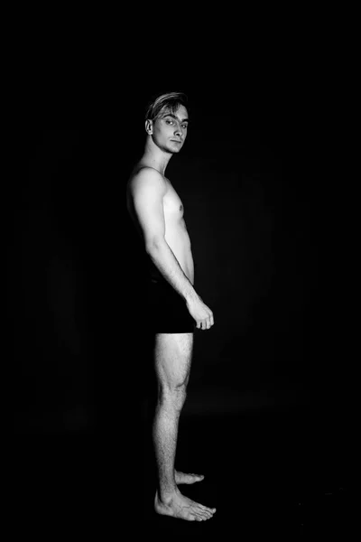 Porträt Der Mode Junge Kaukasier Sexy Bemuskelt Attraktiv Hübsch Sportlich — Stockfoto