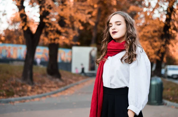 Ritratto Strada Giovane Bella Donna Che Indossa Eleganti Vestiti Classici — Foto Stock