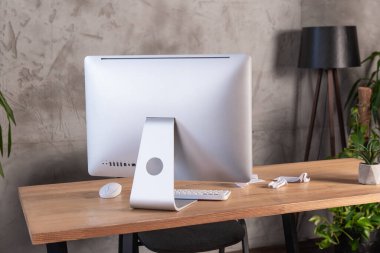 İyi düzenlenmiş bir çalışma alanı düzgün bir bilgisayar kurulumunu ön plana çıkarır. Yakınlarda, buruşmuş kağıtlar modern bir ofiste beyin fırtınası yapıldığını gösteriyor. Bitkiler yeşillik katar, atmosferi güçlendirir..