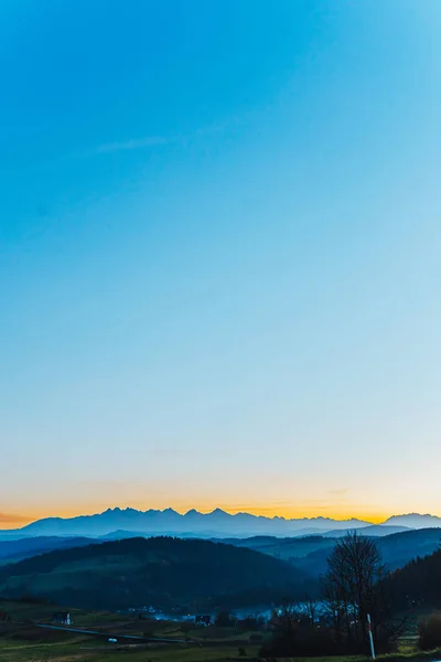 Sonnenuntergang Den Bergen Blautönen — Stockfoto