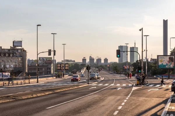 Vista Los Edificios Antiguos Nuevos Capital Serbia Belgrado Con Carreteras — Foto de Stock