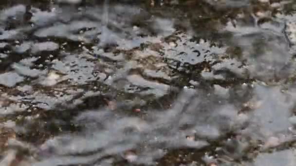 Esőcseppek Pattogó Beton Padló Szelektív Fókusz Közelről Háttér — Stock videók