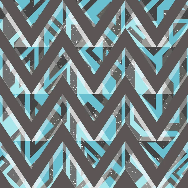 Patrón retro zigzag sin costura con efecto grunge — Vector de stock