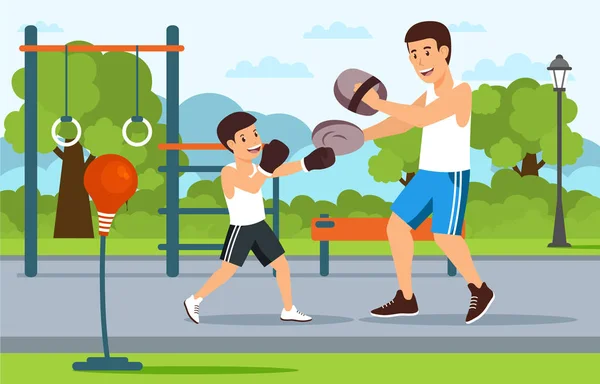 Cartoon-Vater in Boxershort auf Spielplatz — Stockvektor