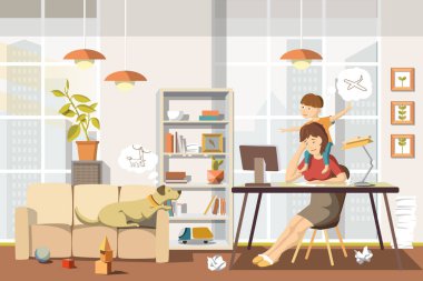 Working Mother. Vector Illustration. clipart