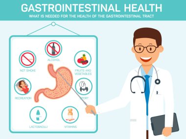 Gastrointestinal sağlık. Vektör düz çizim.