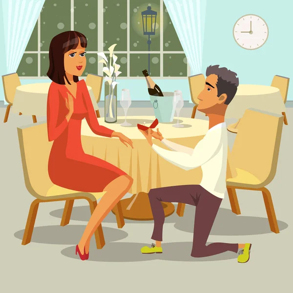 Marriage Proposal. Vector Flat Illustration. — Stock Vector