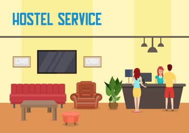 Hostel hizmet. Vektör düz çizim.