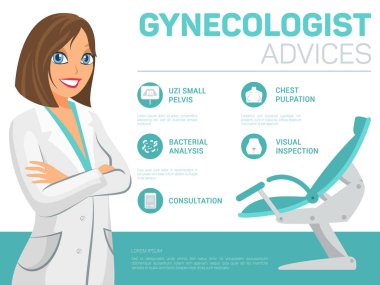 Jinekolog tavsiye. Vektör düz çizim.