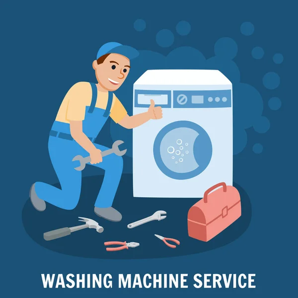 Serviço de Máquina de lavar roupa. Ilustração vetorial . — Vetor de Stock