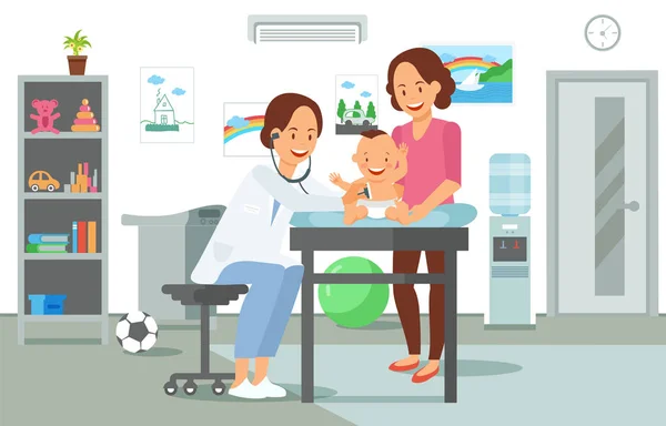 Exame por Pediatra. Ilustração vetorial . — Vetor de Stock