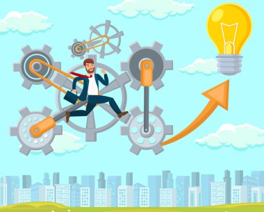 Başlangıç yeni bir fikir. Vektör düz çizim.