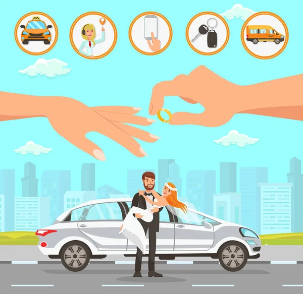 Taxi y servicios de chófer en Wedding. Vector . — Archivo Imágenes Vectoriales