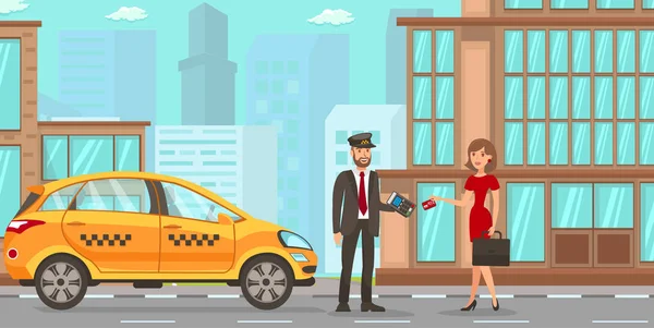 Taxi a služeb ovladačů. Vektorové ilustrace plochá — Stockový vektor