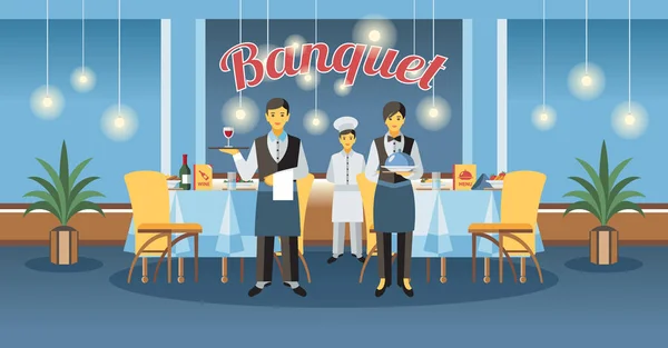 Serviço de catering e banquete. Ilustração vetorial . — Vetor de Stock