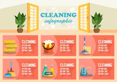 Infographic temizlik. Vektör düz çizim.