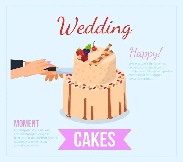 Концепція весільного торту. Векторні плоскі ілюстрації . — стоковий вектор