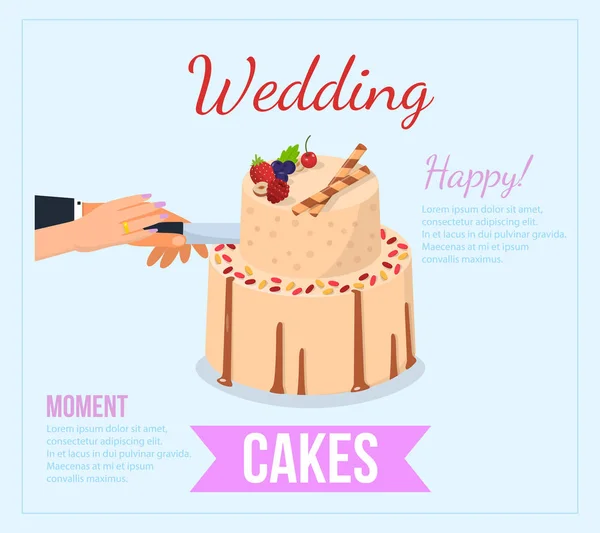 Concepto de pastel de boda. Ilustración plana vectorial . — Archivo Imágenes Vectoriales