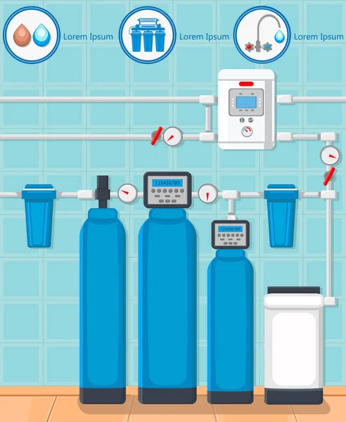 水浄化システム。ベクトル図. — ストックベクタ