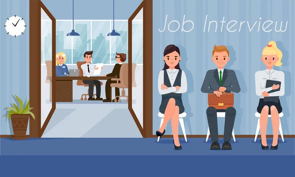 Job Interview and Recruiting. Vector Illustration. — Stock Vector