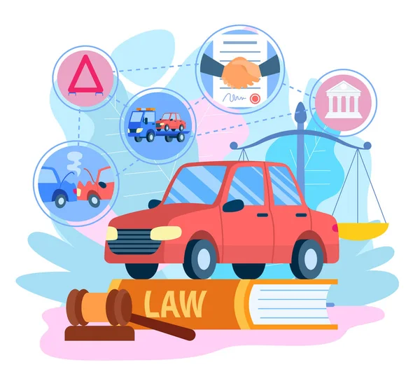 Gépjármű biztosítás Forgalombiztosítási szerződés és kézfogás. — Stock Vector