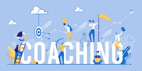 Coaching Banner Business personer teamutbildningar. — Stock vektor