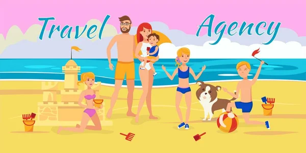 Family summer vacation banner flat template
