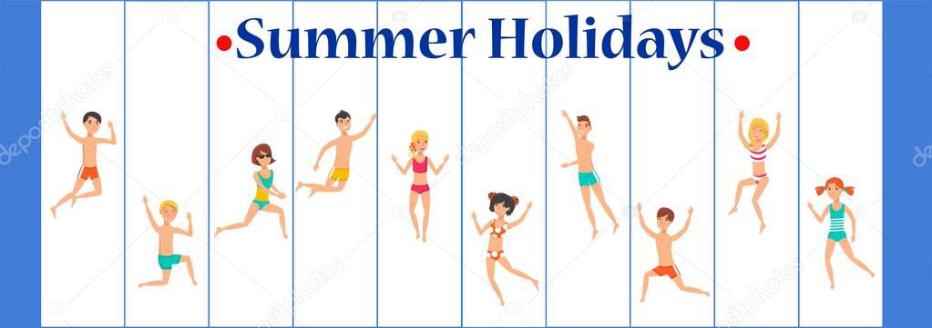 Summer holidays banner flat template