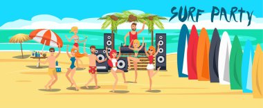 Surf parti afiş düz şablon