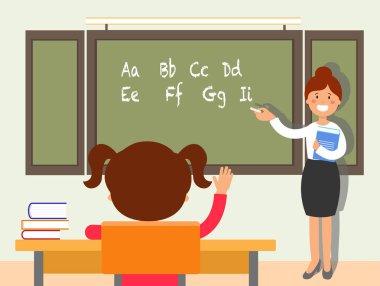 School english language lesson flat illustration