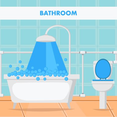 Banyo Tasarım düz vektör çizim
