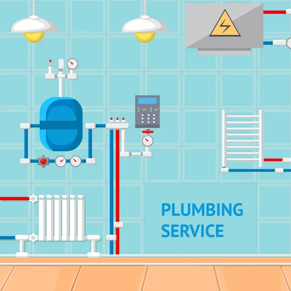 Sanitär-Service flache Design-Vektor Illustration — Stockvektor