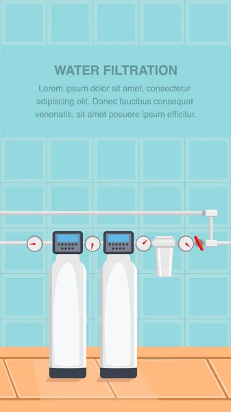 Illustration vectorielle de conception plate de filtration d'eau — Image vectorielle