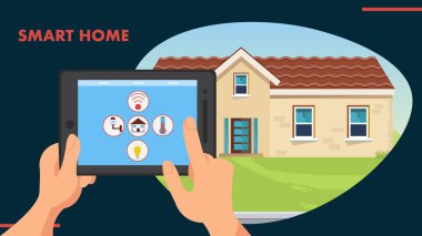 Akıllı ev düz tasarım vektör çizim