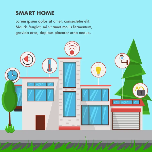 Illustrazione vettoriale di progettazione piatta Smart Home — Vettoriale Stock