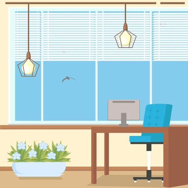 Ufficio Interior Design Flat Vector Illustrazione — Vettoriale Stock