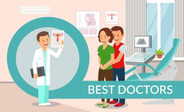 Kadınlar için en iyi doktorlar Poster şablonu karikatür